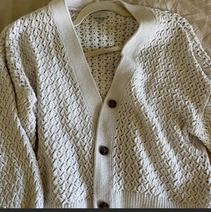 White Knit Cardigan Sweater
